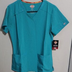 Dickies Teal V-Neck Short Sleeve Scrub Top